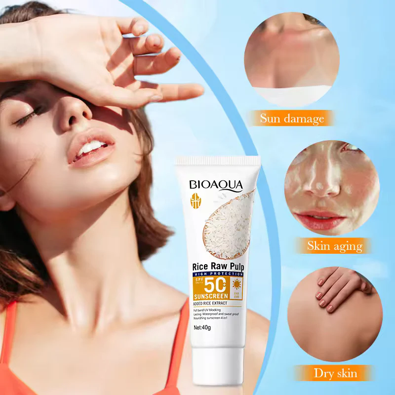 BIOAQUA Rice Sunscreen SPF50+ PA+++ - Waterproof & Sweat-Proof - 40g - Image 2