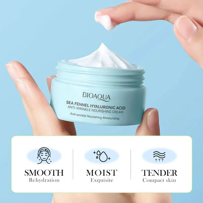 Bioaqua Sea Fennel Hyaluronic Acid Anti-Wrinkle Face Cream 60g - Image 3