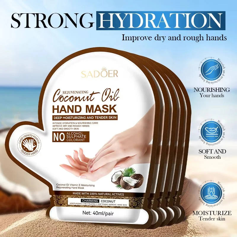 SADOER Coconut Oil Vitamin E Moisturizing Rejuvenating Hand Mask 40ml - Image 5