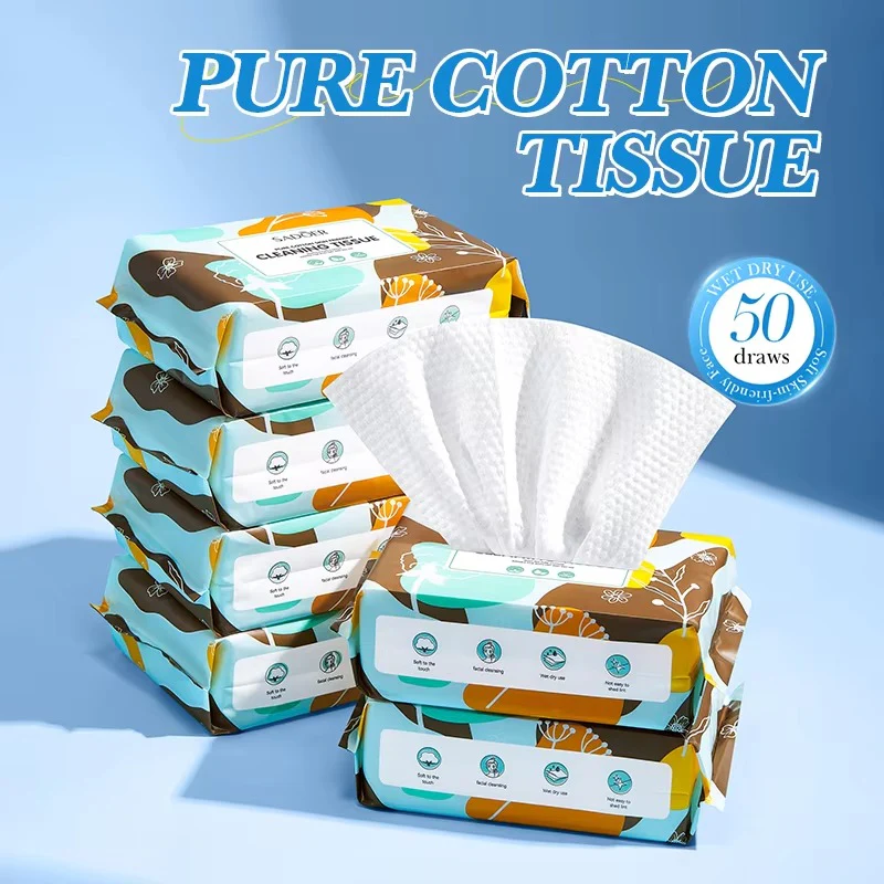 Sadoer Makeup Remover Wipes | Pure Cotton & Skin-Friendly | 50pcs Pack - Image 3