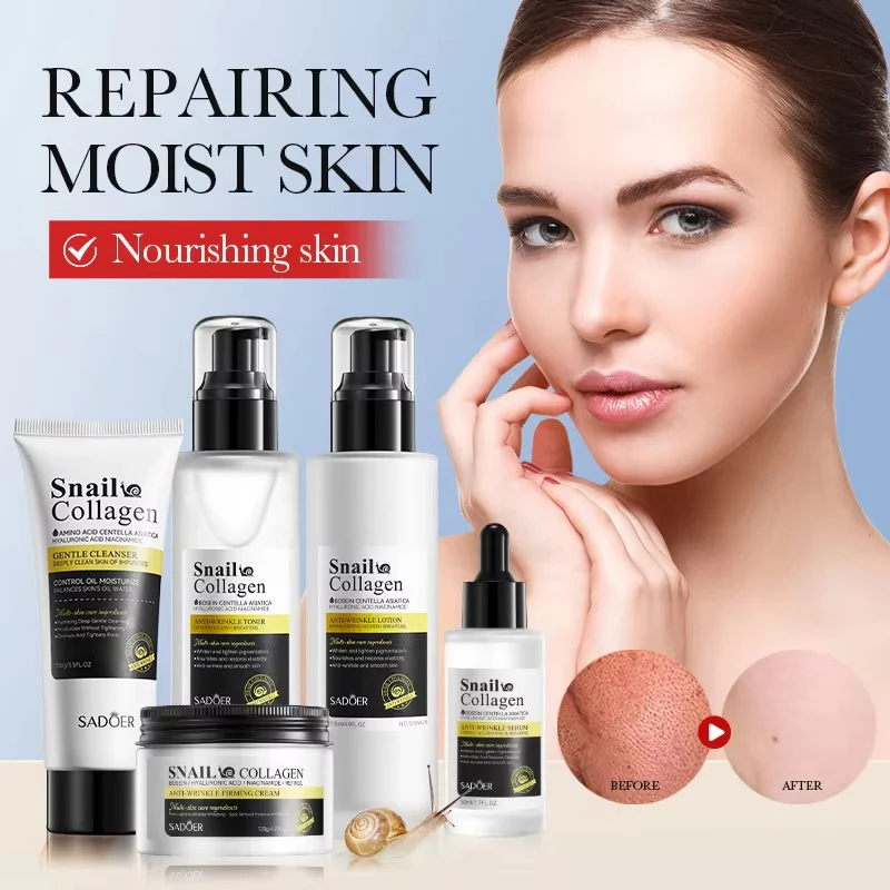 SADOER Snail Collagen Anti-Wrinkle Skincare Set - 5-Piece Firming & Moisturizing Kit - Image 4