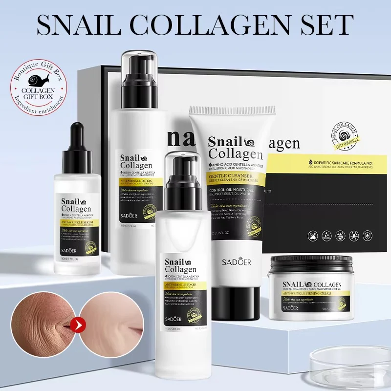SADOER Snail Collagen Anti-Wrinkle Skincare Set - 5-Piece Firming & Moisturizing Kit - Image 6
